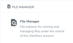 File Manager access through Siteworx
